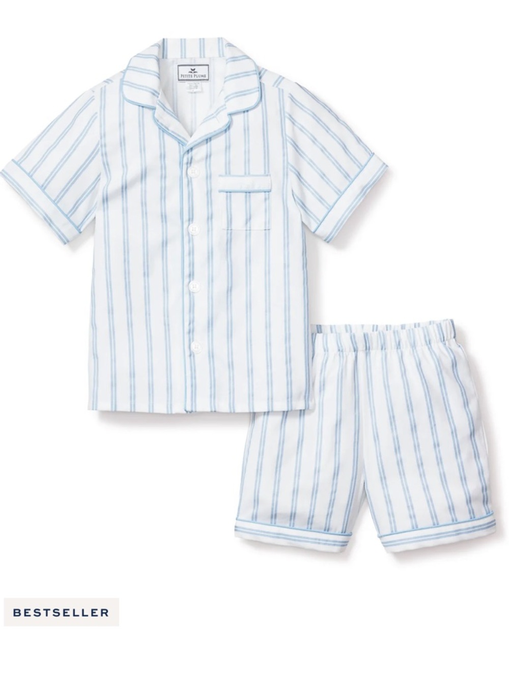 Petite Plume Periwinkle White Stripe Pajama Short Set Kids Size 14 NWT